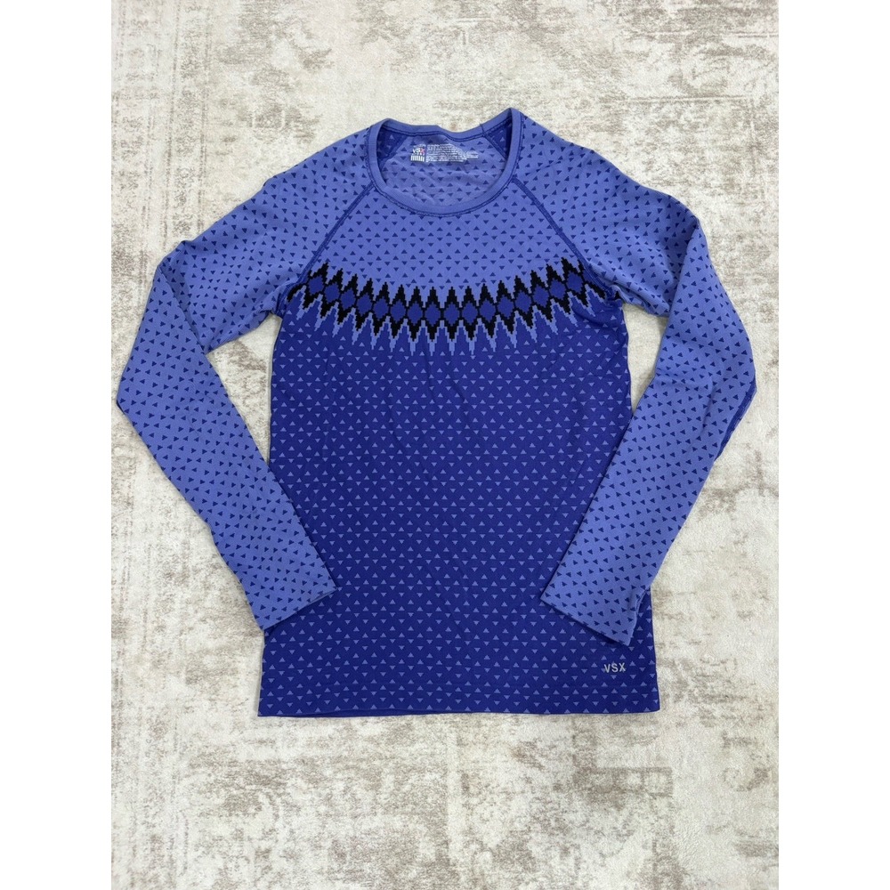Victorias Secret VSX Sport Seamless Thermal Small Purple Fair Isle Gym Shirt